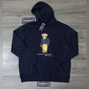 POLO RALPH LAUREN Men’s Big & Tall Navy POLO BEAR Fleece Pullover Hoodie